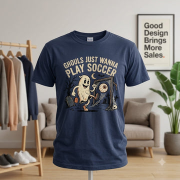 Ghouls Just Wanna Play Soccer Halloween Hoodie - 1930s Rubber Hose Ghost Athlete Graphic Sweatshirt