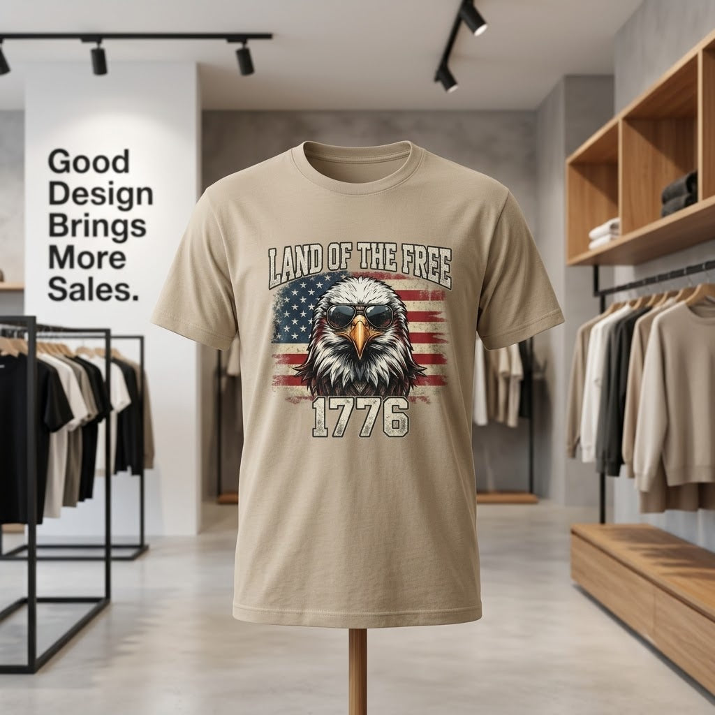 Land Of The Free 1776 Bald Eagle Patriotic Gift (T-Shirt, Sweatshirt, Hoodie)