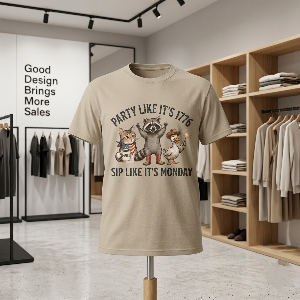 Party Like Its 1776 Sip Like Its Monday Funny Animal Coffee Gift (T-Shirt, Sweatshirt, Hoodie)