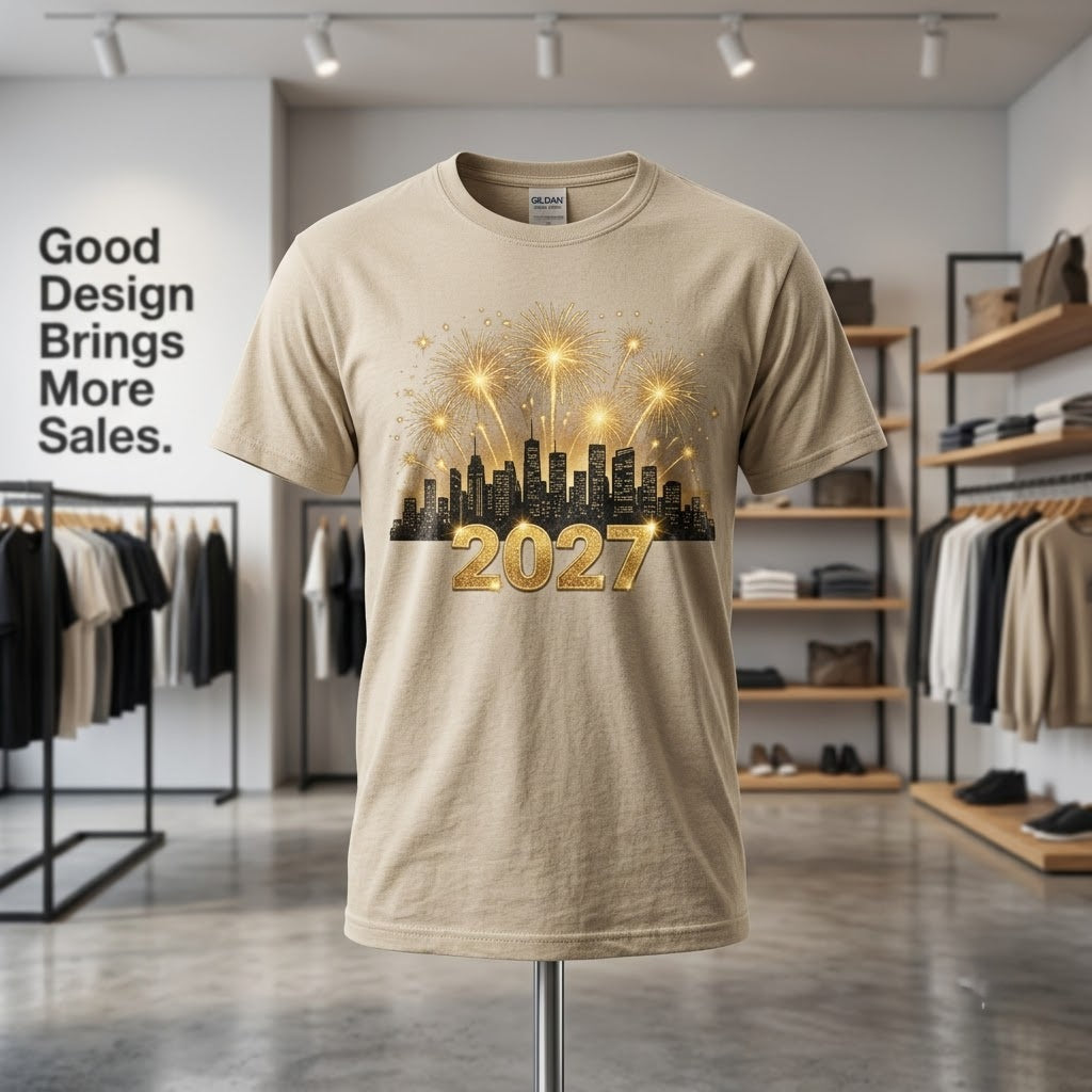 2027 City Skyline Fireworks New Years Eve Party Gift (T-Shirt, Sweatshirt, Hoodie)