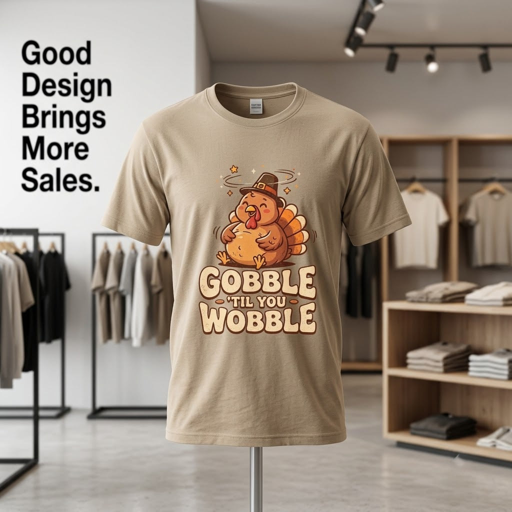 Gobble Til You Wobble Funny Thanksgiving Gift (T-Shirt, Sweatshirt, Hoodie)