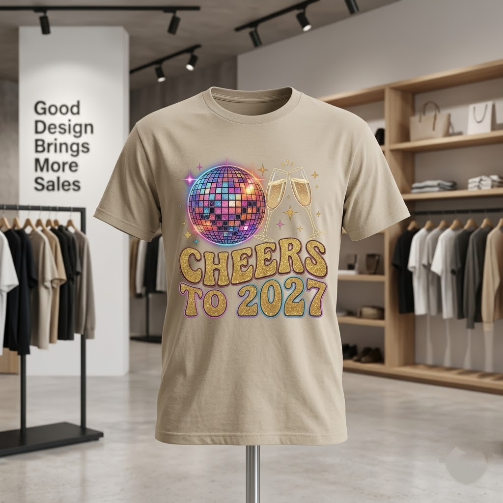 Cheers To 2027 Retro New Years Eve Party Gift (T-Shirt, Sweatshirt, Hoodie)