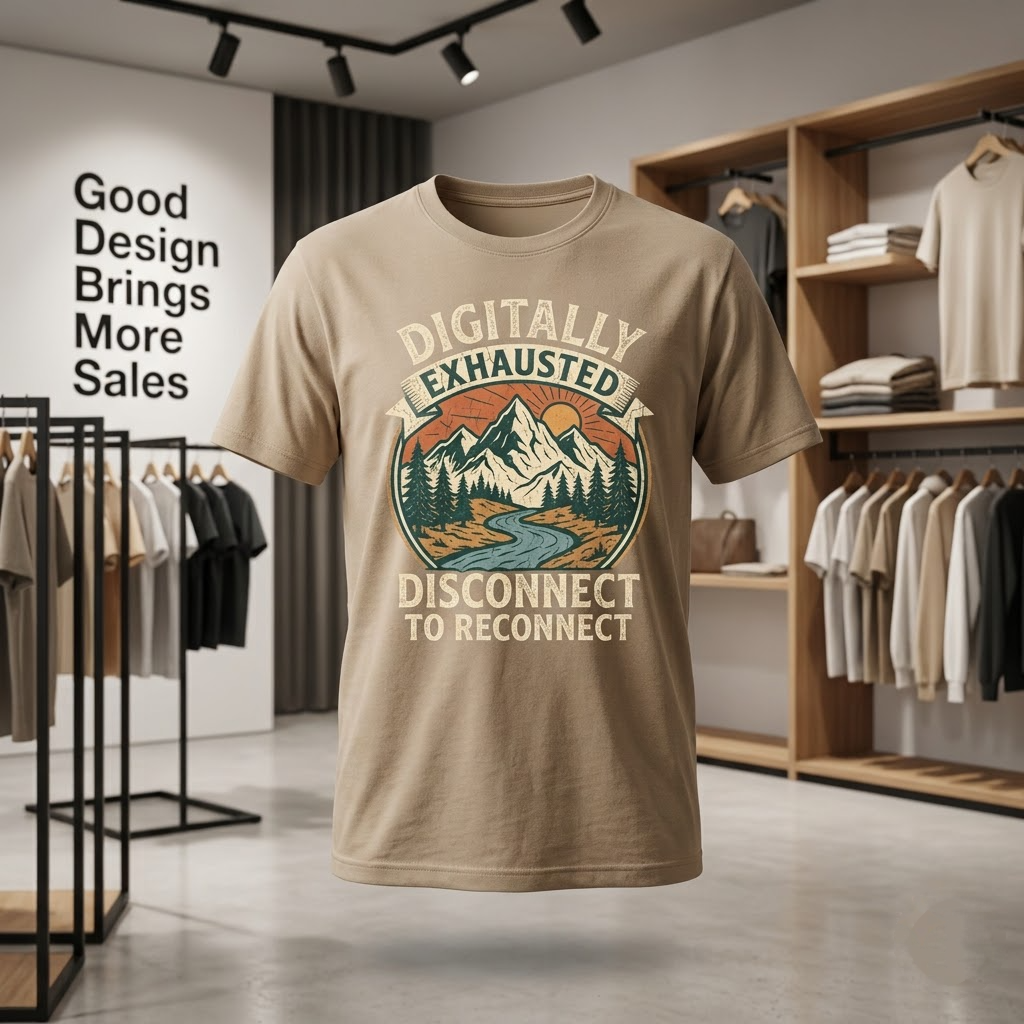 Digitally Exhausted Disconnect To Reconnect Nature Gift (T-Shirt, Sweatshirt, Hoodie)