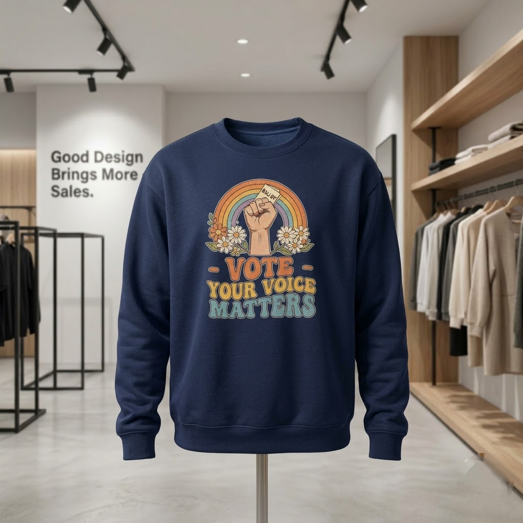 Vote Your Voice Matters Retro Election Gift (T-Shirt, Sweatshirt, Hoodie)