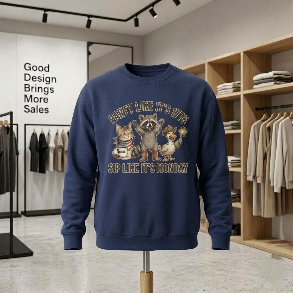Party Like Its 1776 Sip Like Its Monday Funny Animal Coffee Gift (T-Shirt, Sweatshirt, Hoodie)