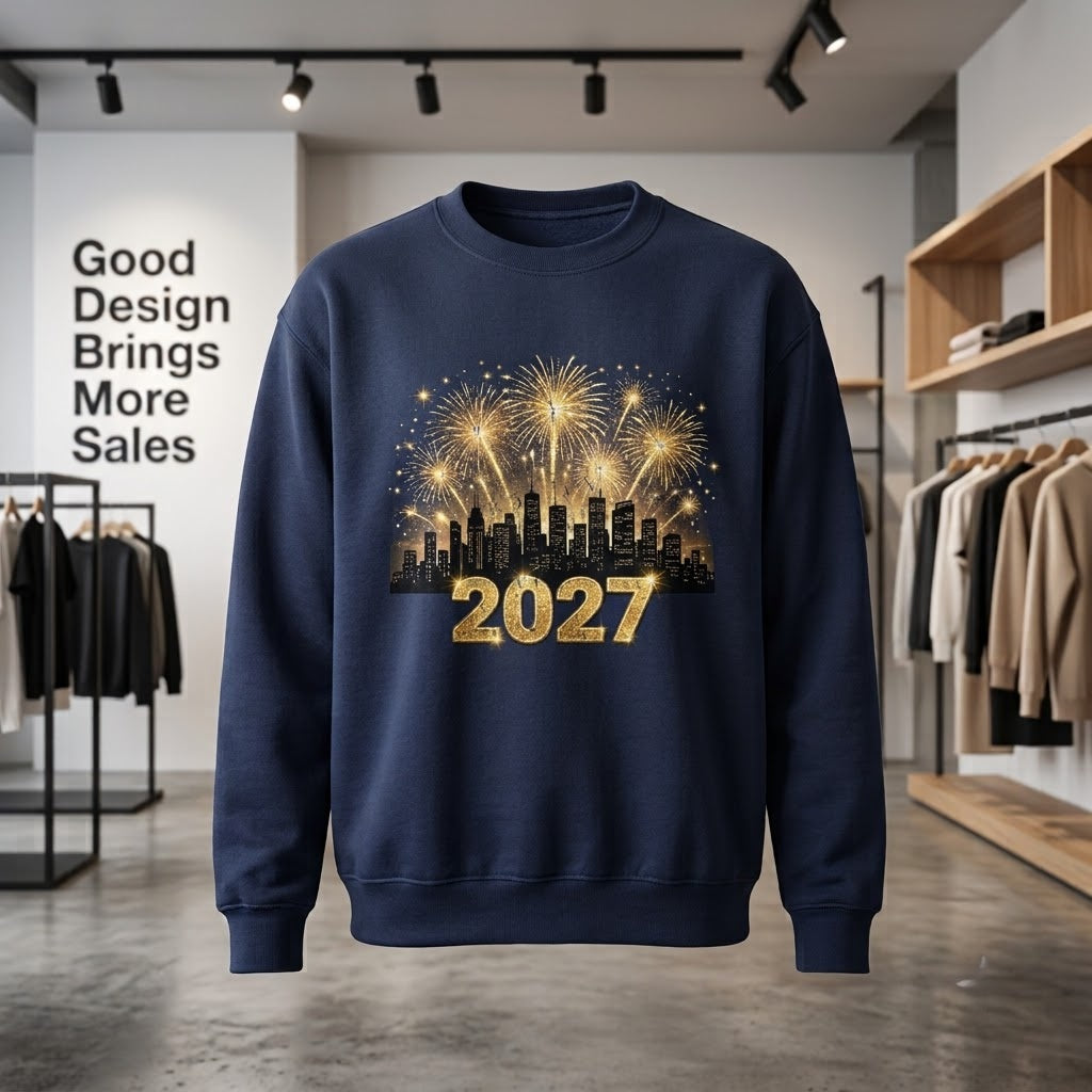 2027 City Skyline Fireworks New Years Eve Party Gift (T-Shirt, Sweatshirt, Hoodie)