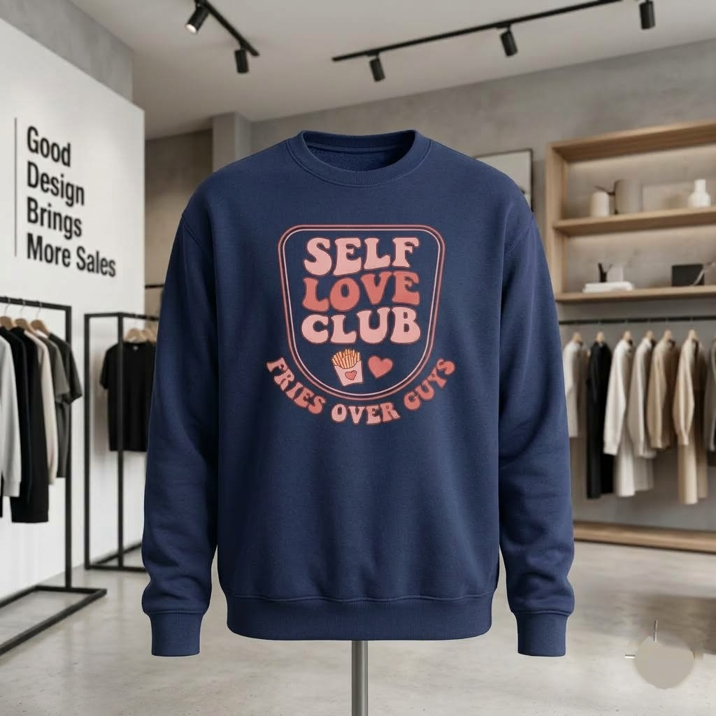 Self Love Club Fries Over Guys Funny Bestie Gift (T-Shirt, Sweatshirt, Hoodie)