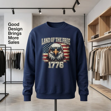 Land Of The Free 1776 Bald Eagle Patriotic Gift (T-Shirt, Sweatshirt, Hoodie)