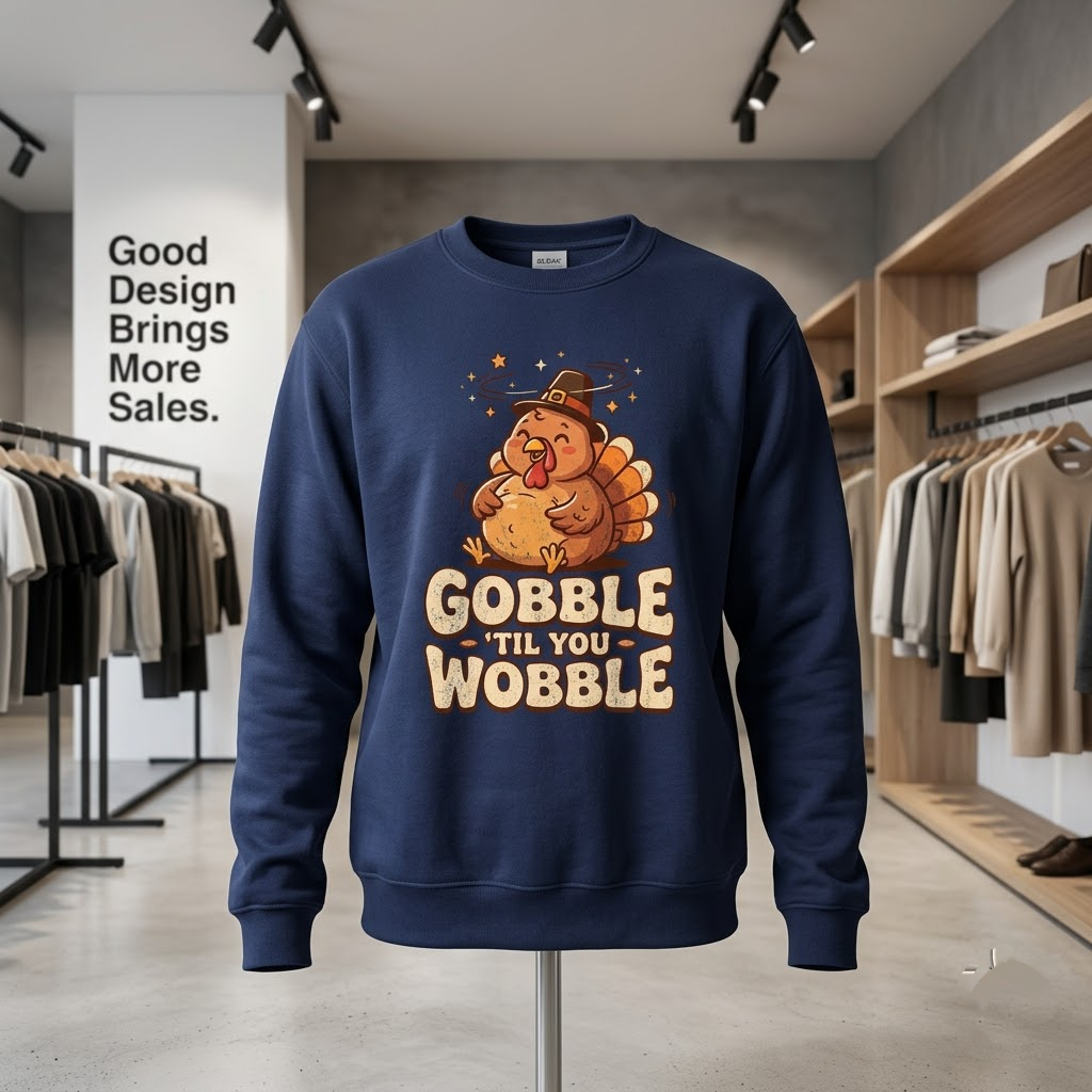 Gobble Til You Wobble Funny Thanksgiving Gift (T-Shirt, Sweatshirt, Hoodie)