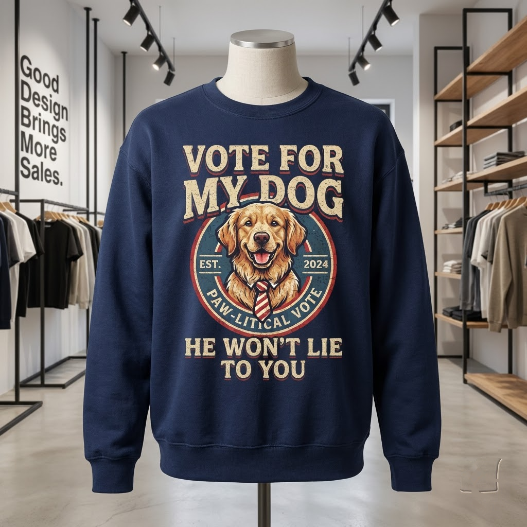 Vote For My Dog He Won't Lie Funny Election Gift (T-Shirt, Sweatshirt, Hoodie)