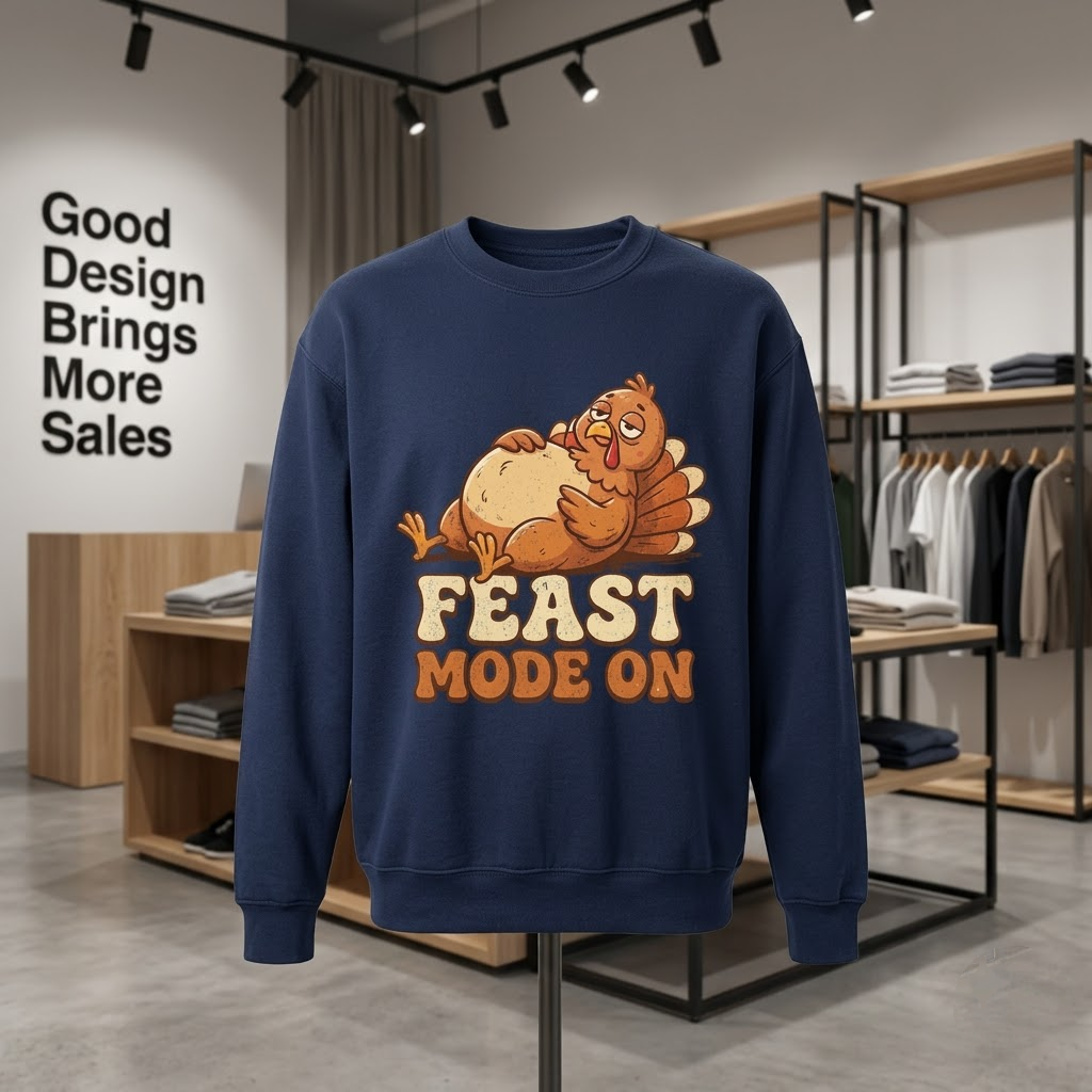 Feast Mode On Funny Turkey Food Coma Thanksgiving Gift (T-Shirt, Sweatshirt, Hoodie)