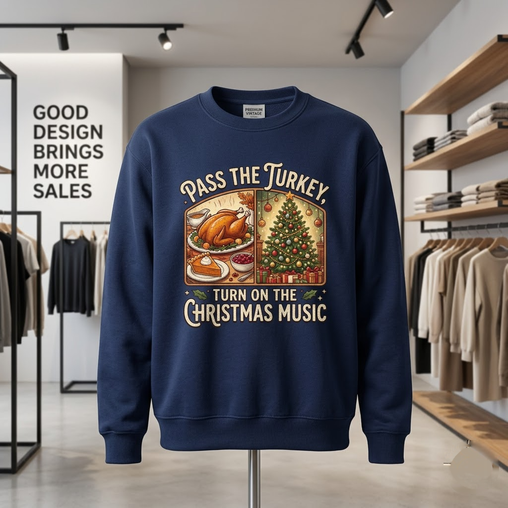 Pass The Turkey Turn On The Christmas Music Holiday Gift (T-Shirt, Sweatshirt, Hoodie)