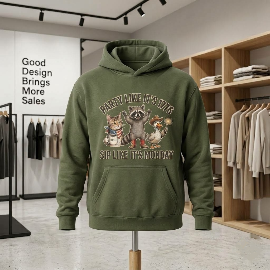 Party Like Its 1776 Sip Like Its Monday Funny Animal Coffee Gift (T-Shirt, Sweatshirt, Hoodie)
