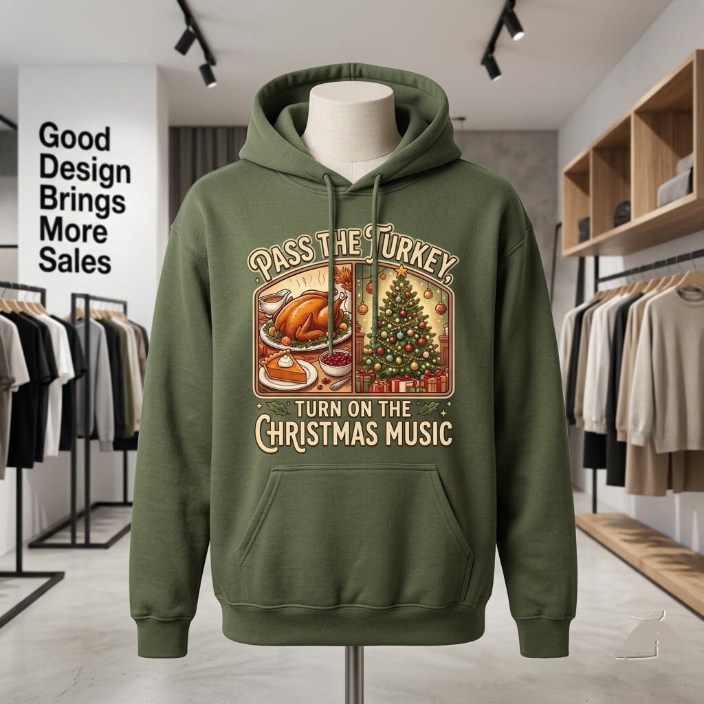 Pass The Turkey Turn On The Christmas Music Holiday Gift (T-Shirt, Sweatshirt, Hoodie)