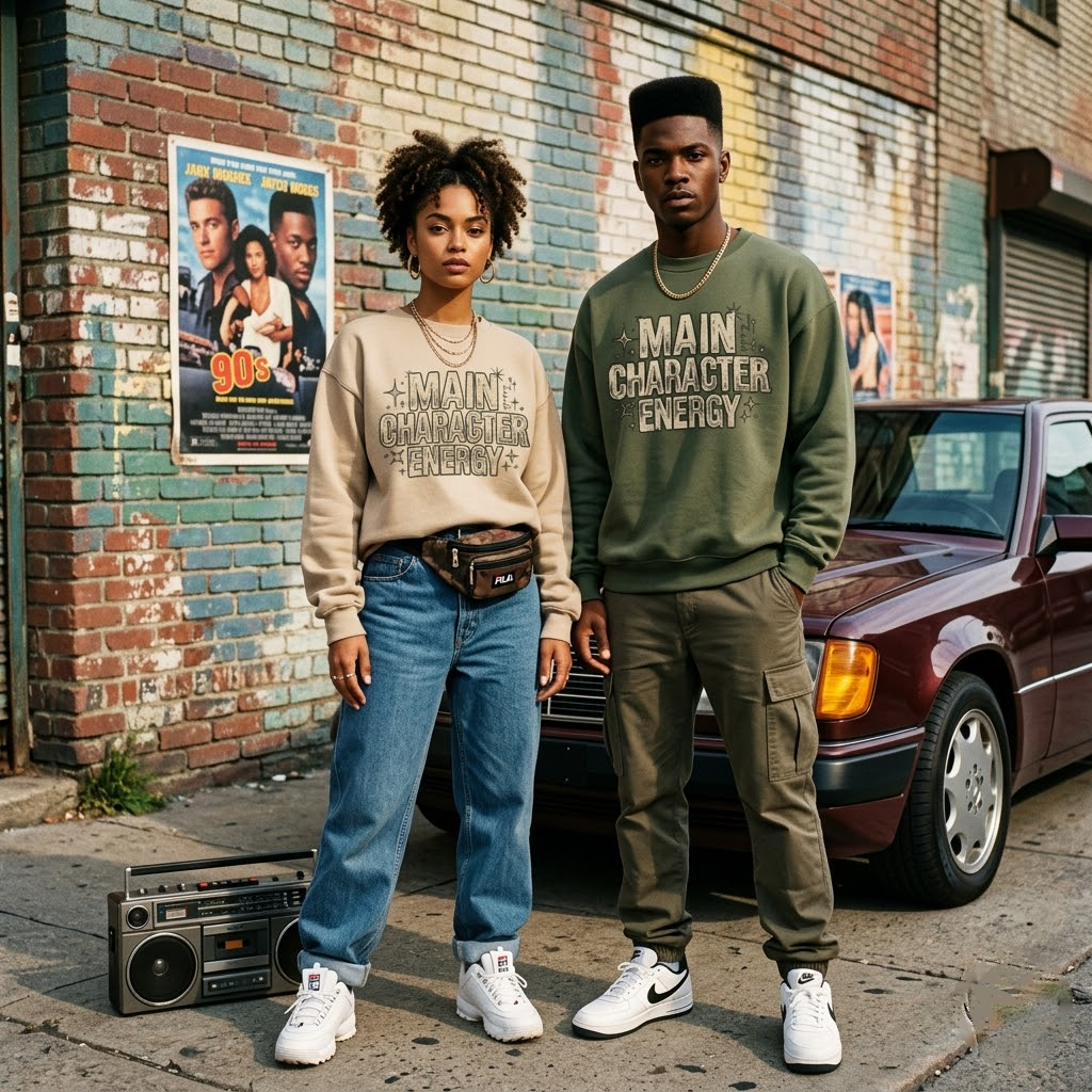 Main Character Energy Shirt, Retro Y2K Aesthetic Sweatshirt, Vintage Distressed Typography Hoodie
