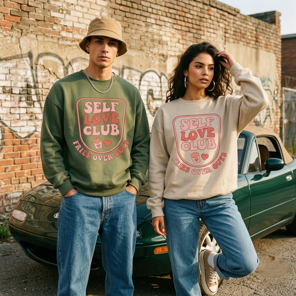 Self Love Club Fries Over Guys Funny Bestie Gift (T-Shirt, Sweatshirt, Hoodie)