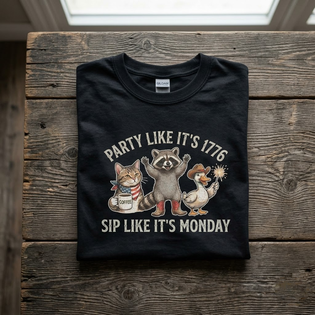 Party Like Its 1776 Sip Like Its Monday Funny Animal Coffee Gift (T-Shirt, Sweatshirt, Hoodie)