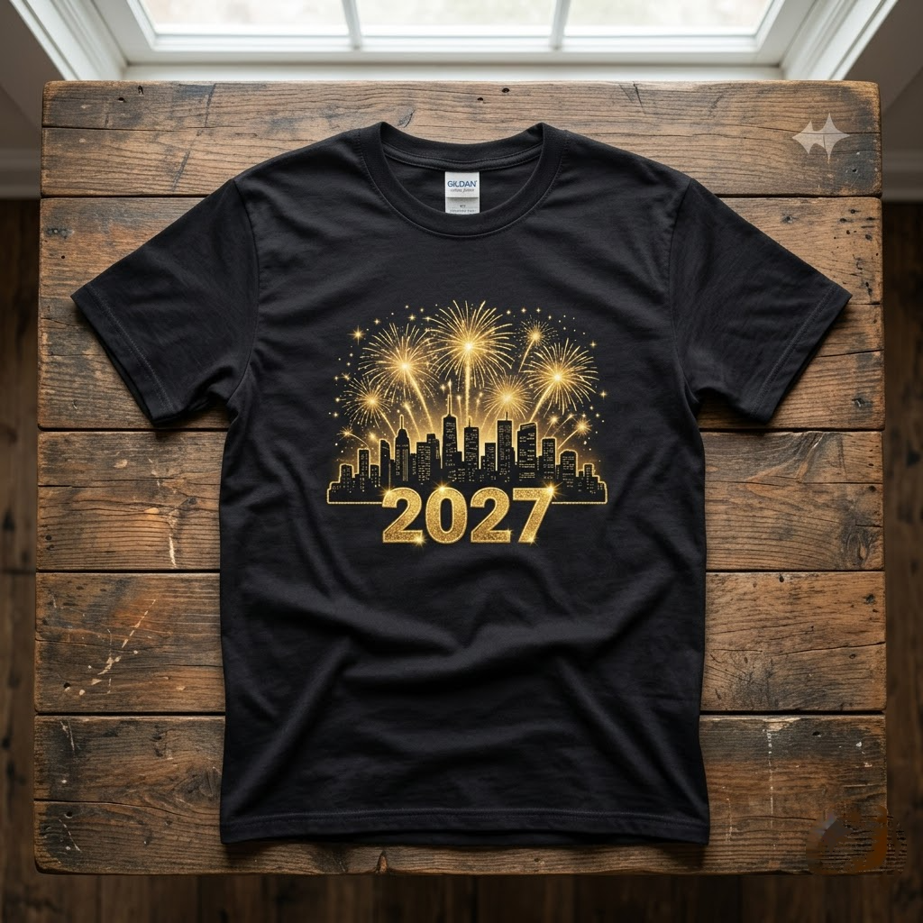2027 City Skyline Fireworks New Years Eve Party Gift (T-Shirt, Sweatshirt, Hoodie)