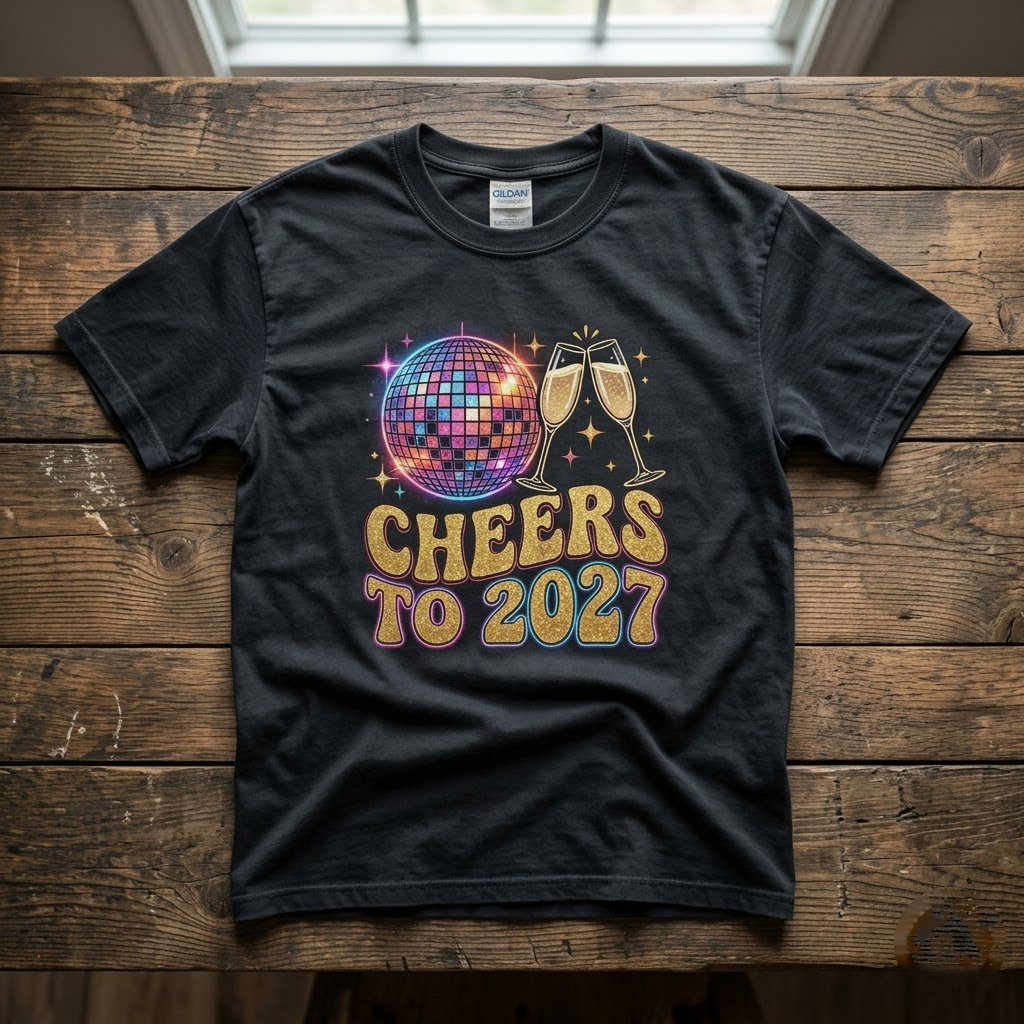 Cheers To 2027 Retro New Years Eve Party Gift (T-Shirt, Sweatshirt, Hoodie)