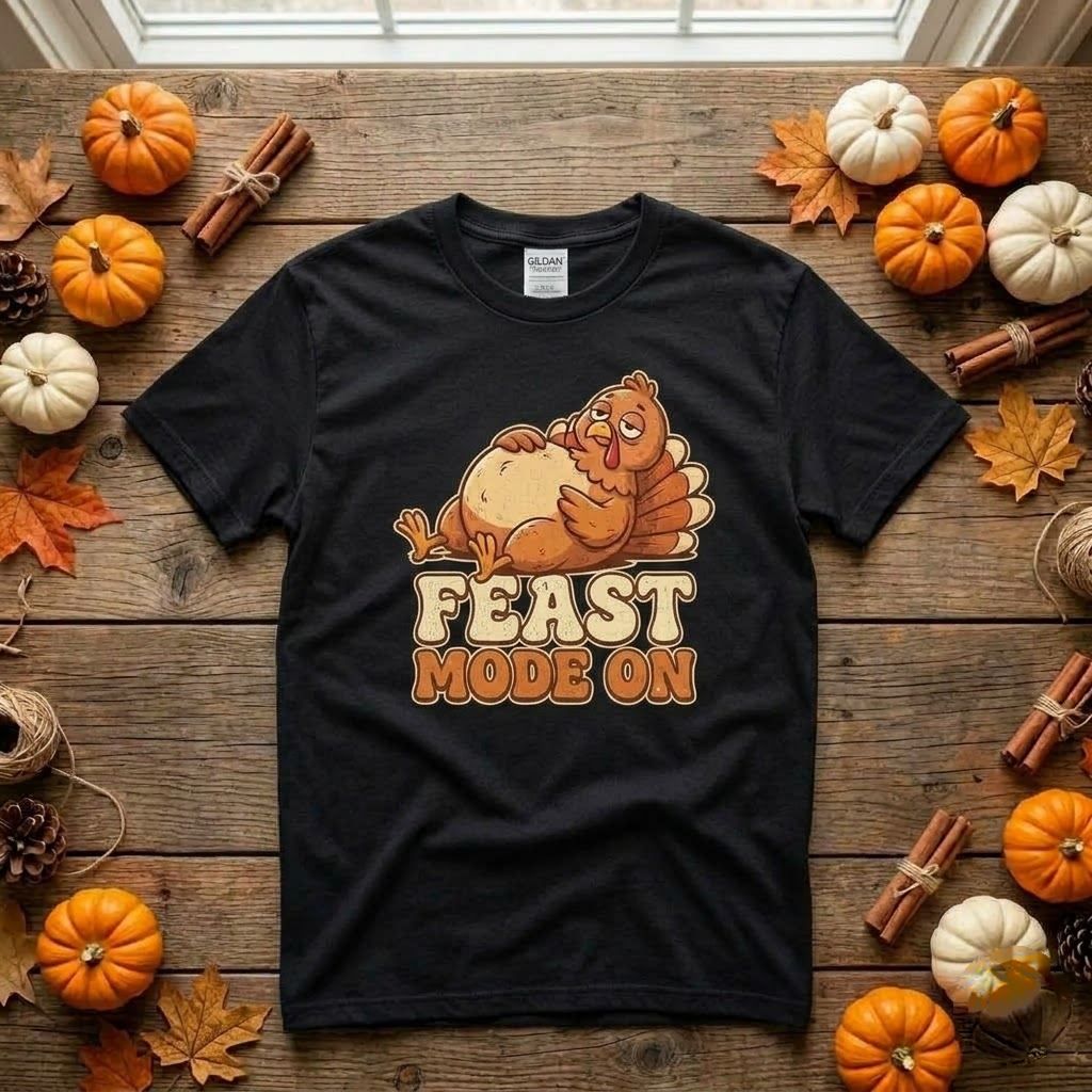 Feast Mode On Funny Turkey Food Coma Thanksgiving Gift (T-Shirt, Sweatshirt, Hoodie)