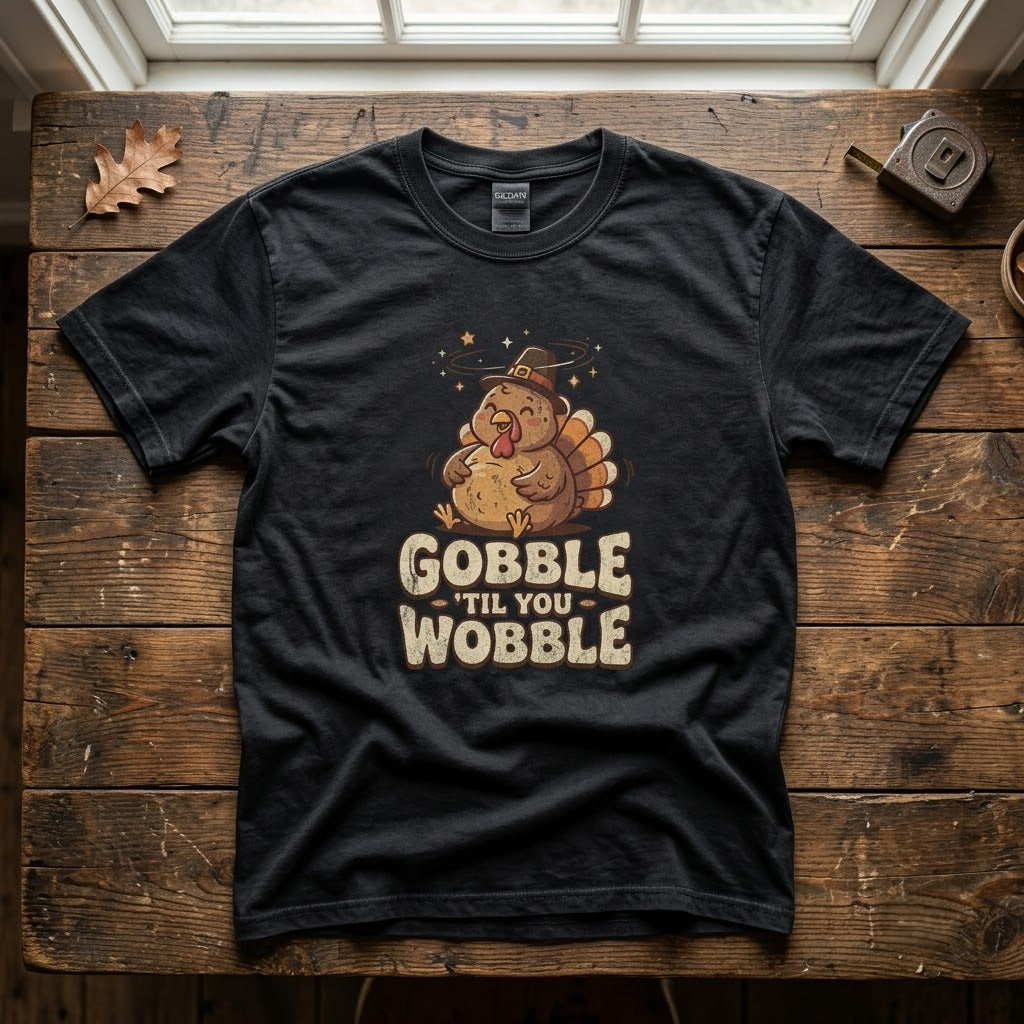 Gobble Til You Wobble Funny Thanksgiving Gift (T-Shirt, Sweatshirt, Hoodie)