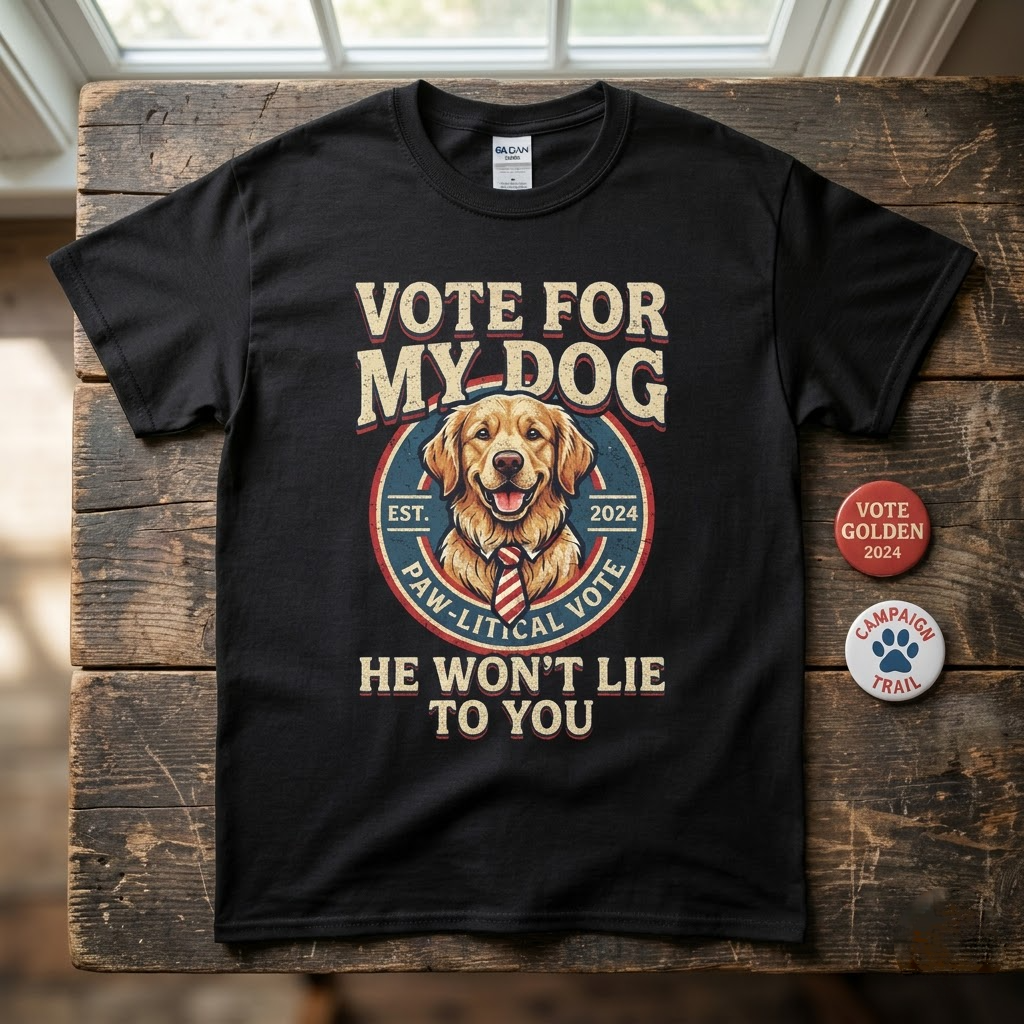 Vote For My Dog He Won't Lie Funny Election Gift (T-Shirt, Sweatshirt, Hoodie)
