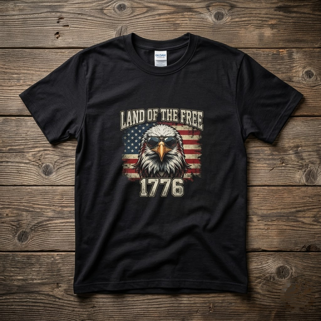 Land Of The Free 1776 Bald Eagle Patriotic Gift (T-Shirt, Sweatshirt, Hoodie)