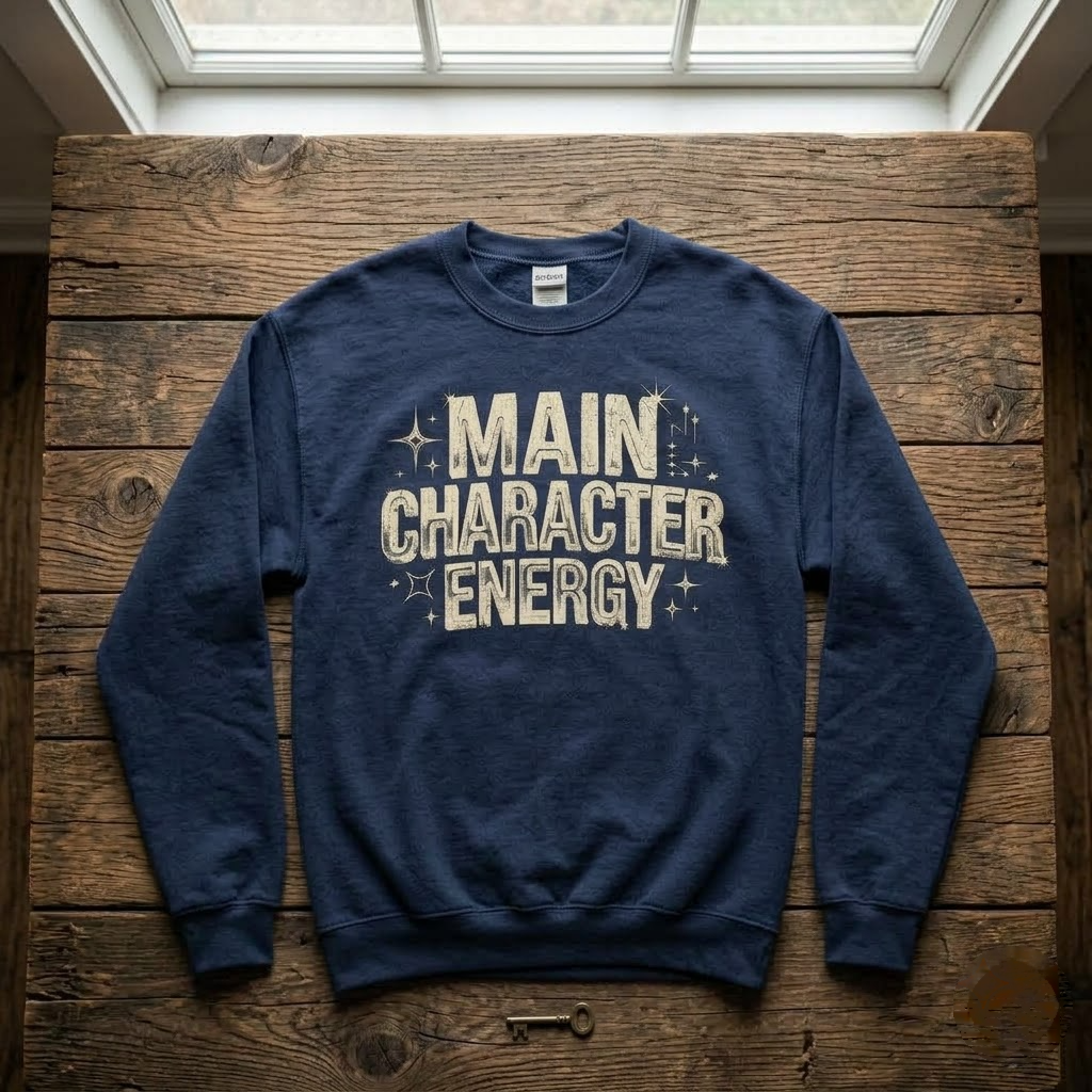 Main Character Energy Shirt, Retro Y2K Aesthetic Sweatshirt, Vintage Distressed Typography Hoodie