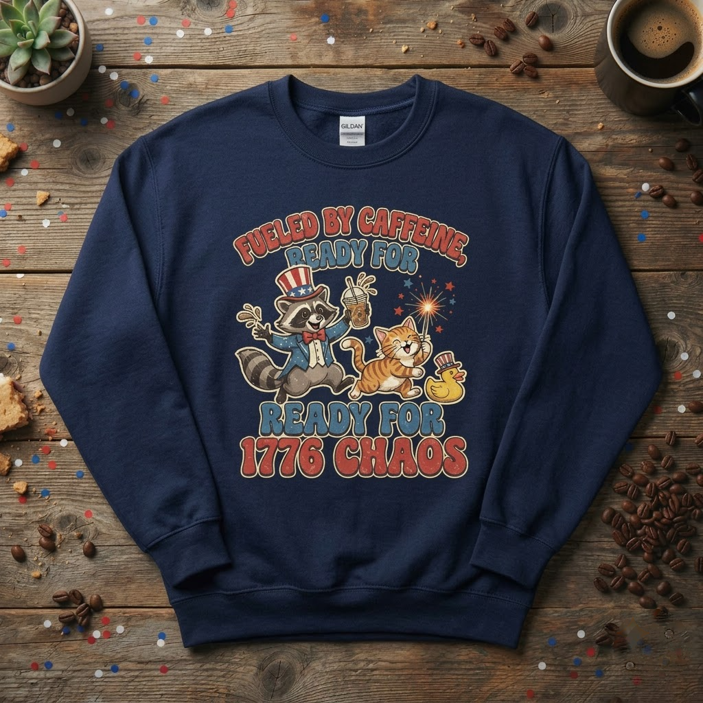 Fueled By Caffeine Ready For 1776 Chaos Funny 4th Of July Gift (T-Shirt, Sweatshirt, Hoodie)