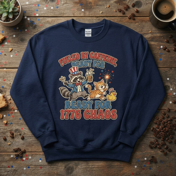Fueled By Caffeine Ready For 1776 Chaos Funny 4th Of July Gift (T-Shirt, Sweatshirt, Hoodie)