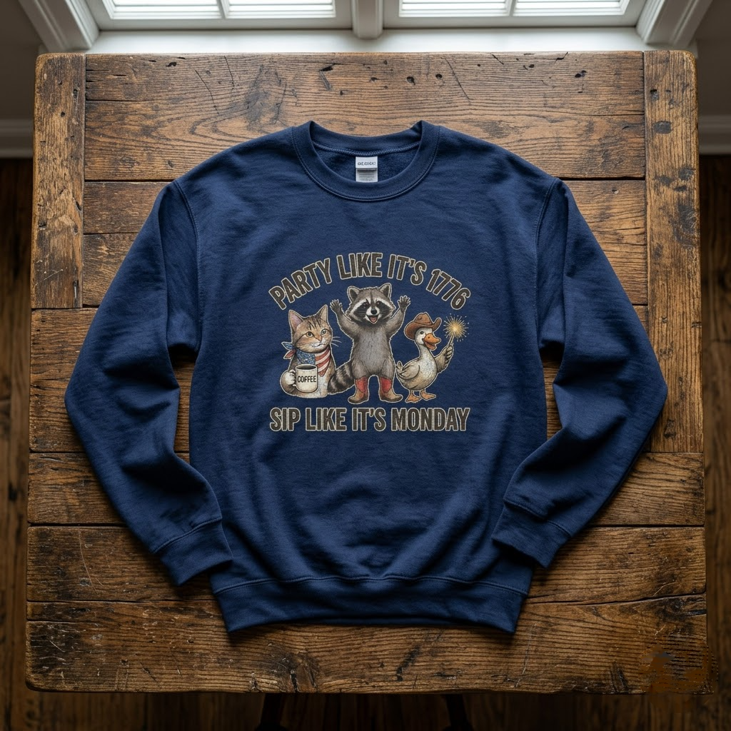 Party Like Its 1776 Sip Like Its Monday Funny Animal Coffee Gift (T-Shirt, Sweatshirt, Hoodie)