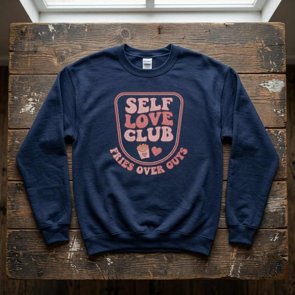 Self Love Club Fries Over Guys Funny Bestie Gift (T-Shirt, Sweatshirt, Hoodie)