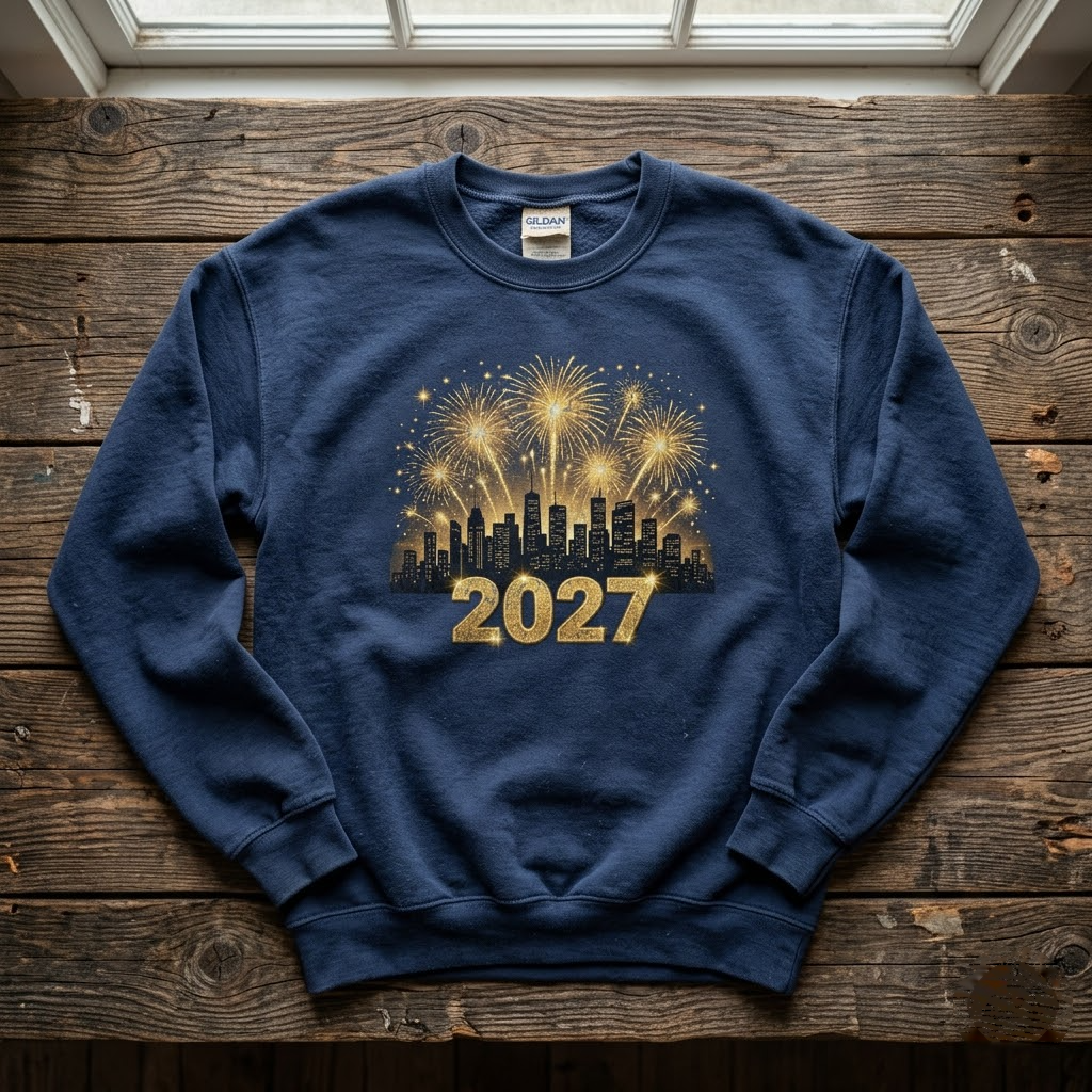 2027 City Skyline Fireworks New Years Eve Party Gift (T-Shirt, Sweatshirt, Hoodie)
