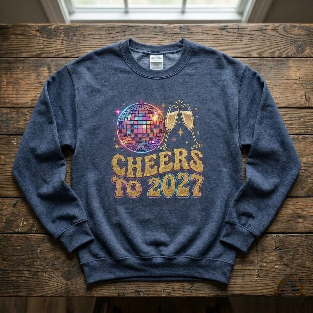 Cheers To 2027 Retro New Years Eve Party Gift (T-Shirt, Sweatshirt, Hoodie)