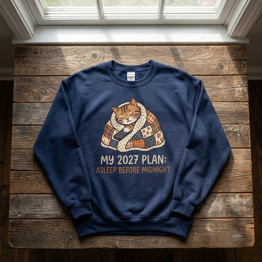 My 2027 Plan Asleep Before Midnight Funny Introvert NYE Gift (T-Shirt, Sweatshirt, Hoodie)