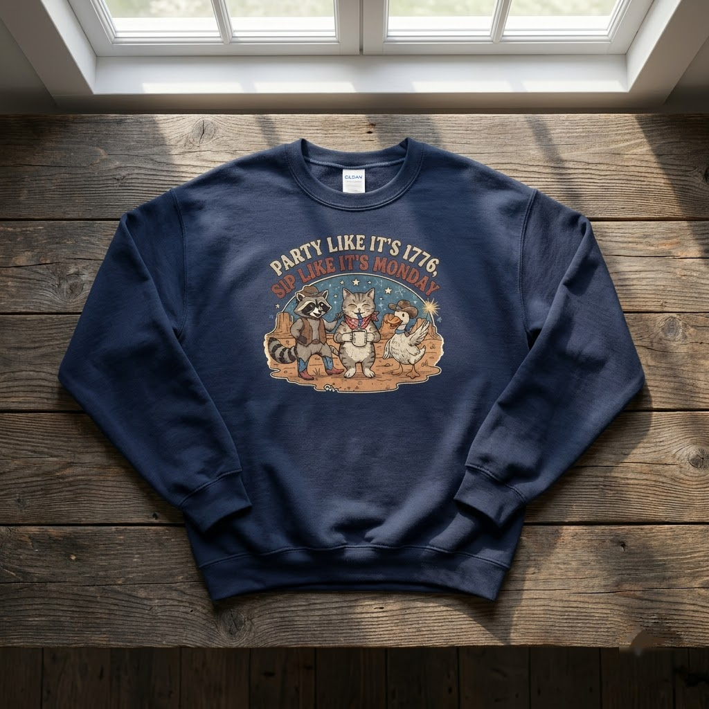Party Like Its 1776 Sip Like Its Monday Funny Western Coffee Gift (T-Shirt, Sweatshirt, Hoodie)