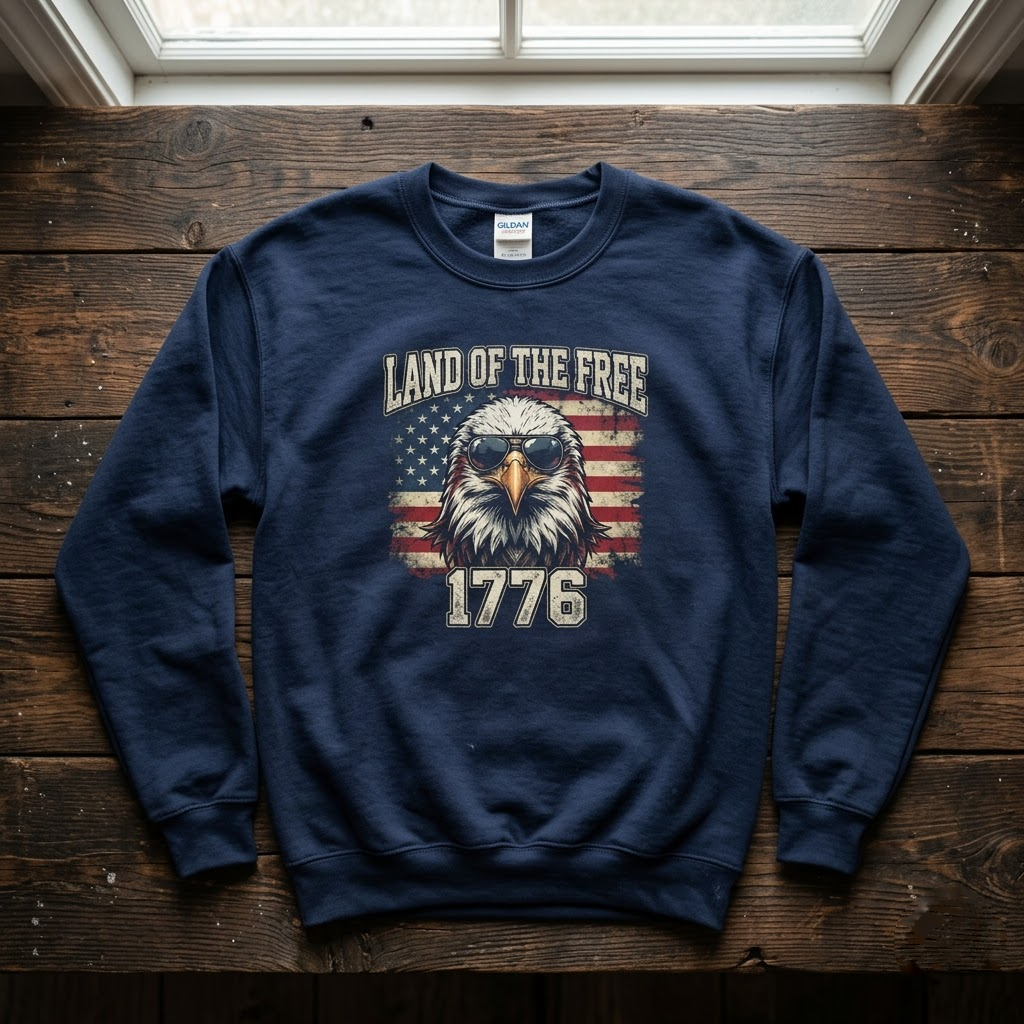 Land Of The Free 1776 Bald Eagle Patriotic Gift (T-Shirt, Sweatshirt, Hoodie)