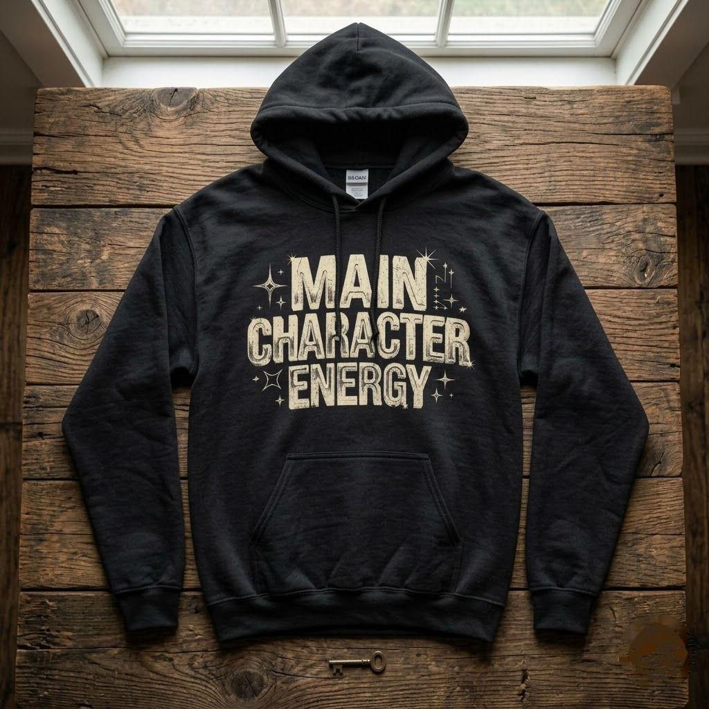 Main Character Energy Shirt, Retro Y2K Aesthetic Sweatshirt, Vintage Distressed Typography Hoodie