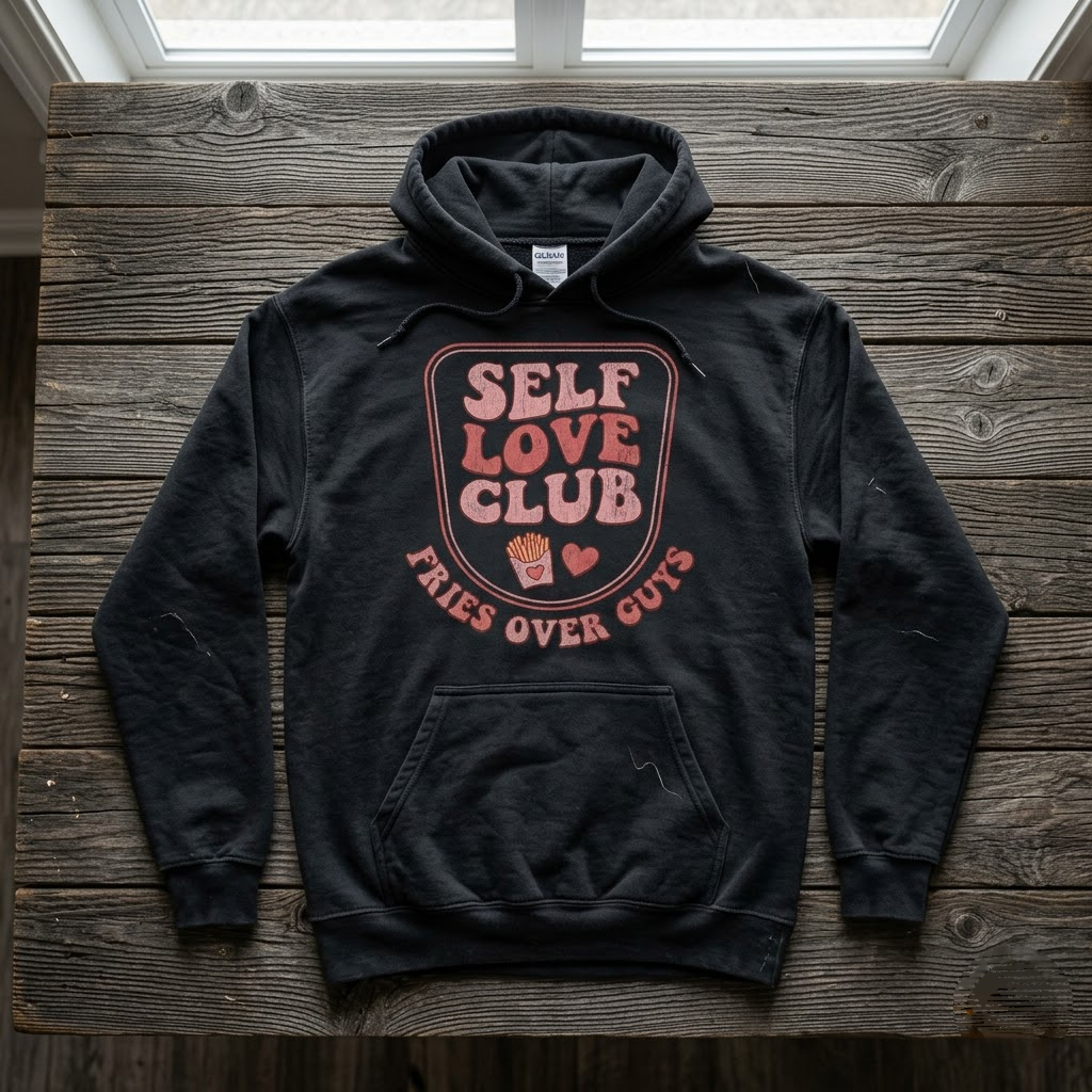 Self Love Club Fries Over Guys Funny Bestie Gift (T-Shirt, Sweatshirt, Hoodie)