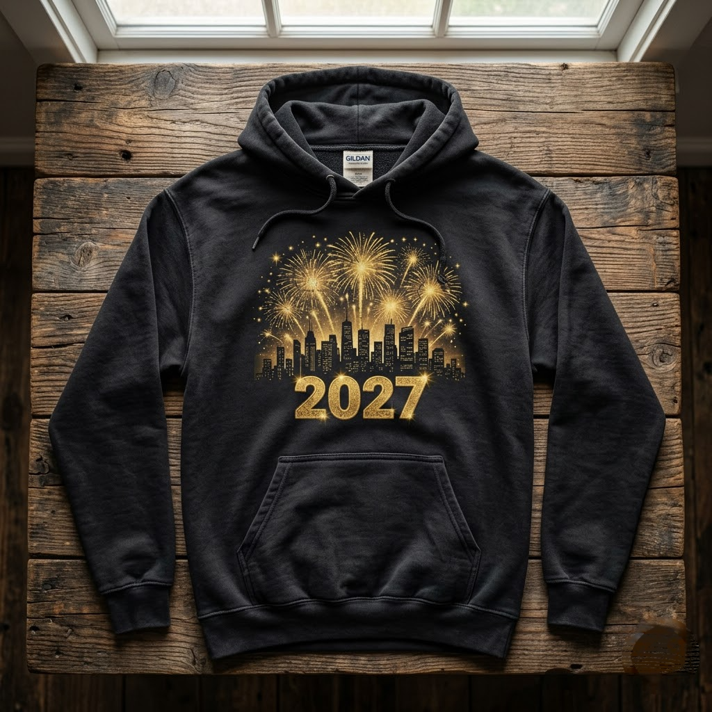 2027 City Skyline Fireworks New Years Eve Party Gift (T-Shirt, Sweatshirt, Hoodie)