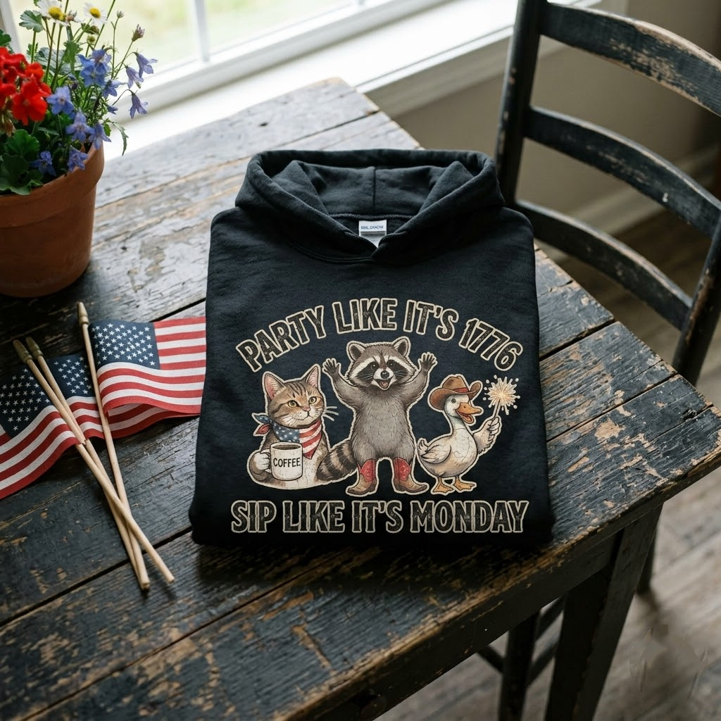 Party Like Its 1776 Sip Like Its Monday Funny Animal Coffee Gift (T-Shirt, Sweatshirt, Hoodie)