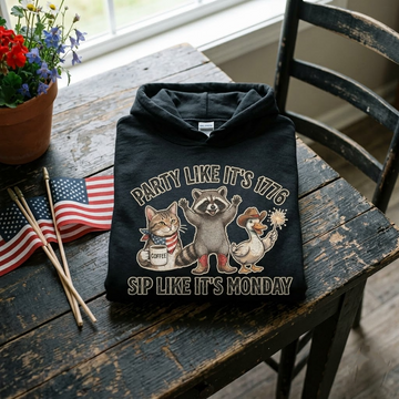Party Like Its 1776 Sip Like Its Monday Funny Animal Coffee Gift (T-Shirt, Sweatshirt, Hoodie)