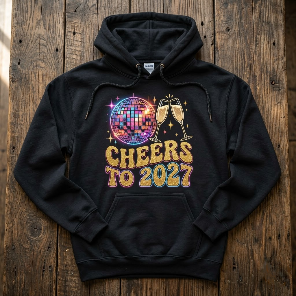 Cheers To 2027 Retro New Years Eve Party Gift (T-Shirt, Sweatshirt, Hoodie)