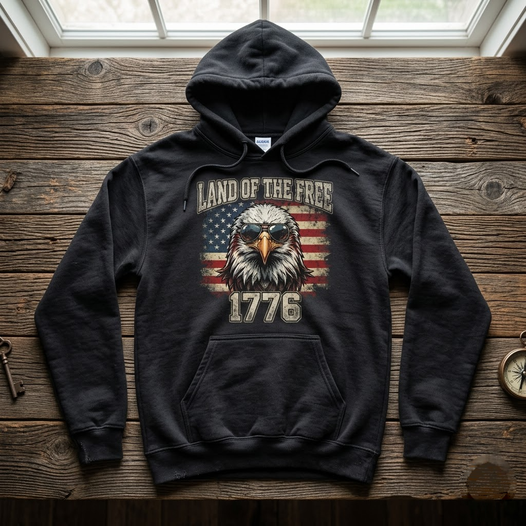 Land Of The Free 1776 Bald Eagle Patriotic Gift (T-Shirt, Sweatshirt, Hoodie)