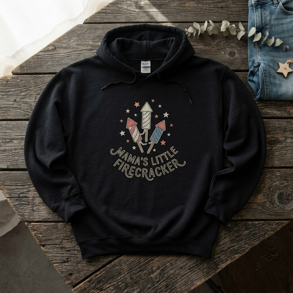 Mamas Little Firecracker Retro Fireworks Gift (T-Shirt, Sweatshirt, Hoodie)