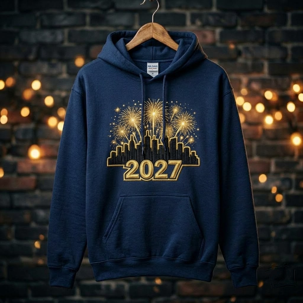 2027 City Skyline Fireworks New Years Eve Party Gift (T-Shirt, Sweatshirt, Hoodie)