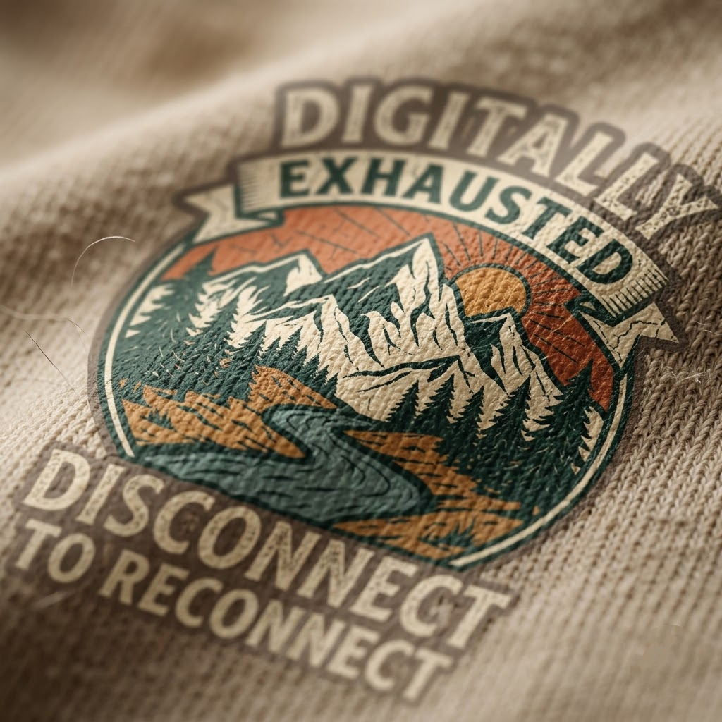 Digitally Exhausted Disconnect To Reconnect Nature Gift (T-Shirt, Sweatshirt, Hoodie)