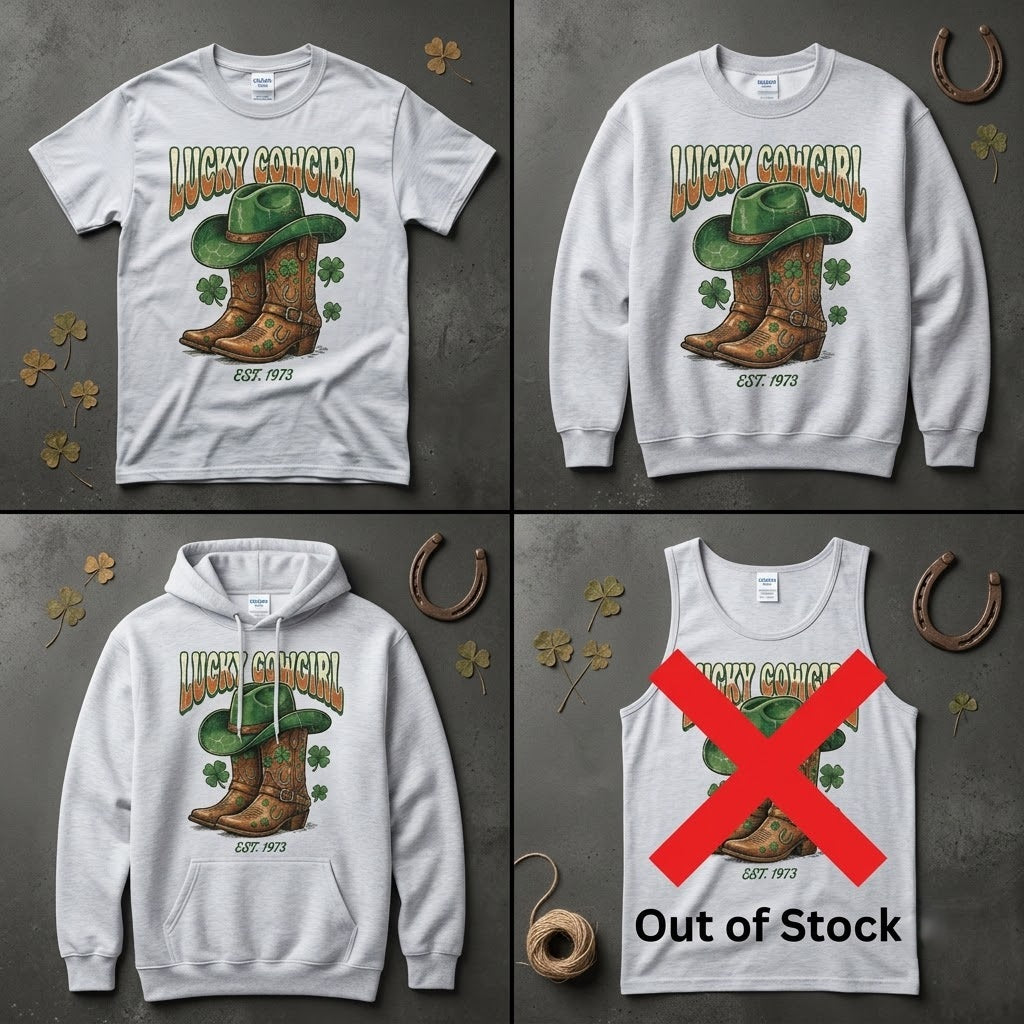 Lucky Cowgirl Retro Western St Patricks Day Gift (T-Shirt, Sweatshirt, Hoodie)