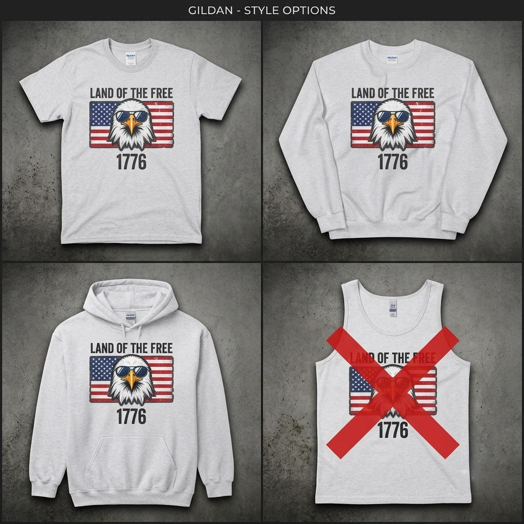Land Of The Free 1776 Bald Eagle Patriotic Gift (T-Shirt, Sweatshirt, Hoodie)