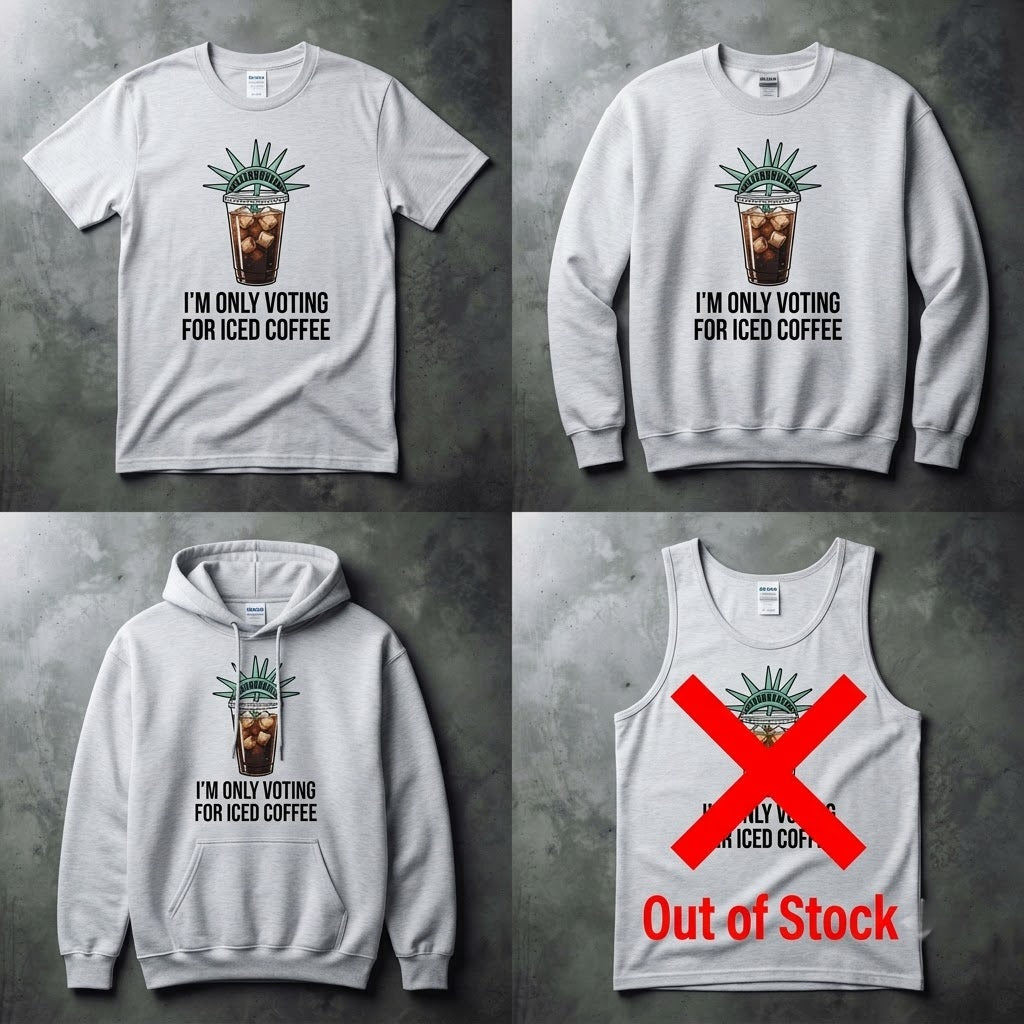 I'm Only Voting For Iced Coffee Funny Election Gift (T-Shirt, Sweatshirt, Hoodie)